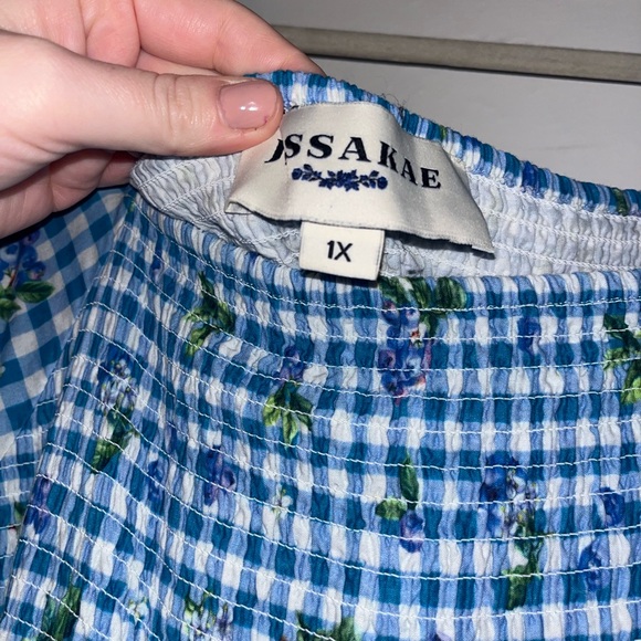 Jessa Kae Blueberry Muffin Checkered Midi Dress with Floral Details - Picture 2 of 6